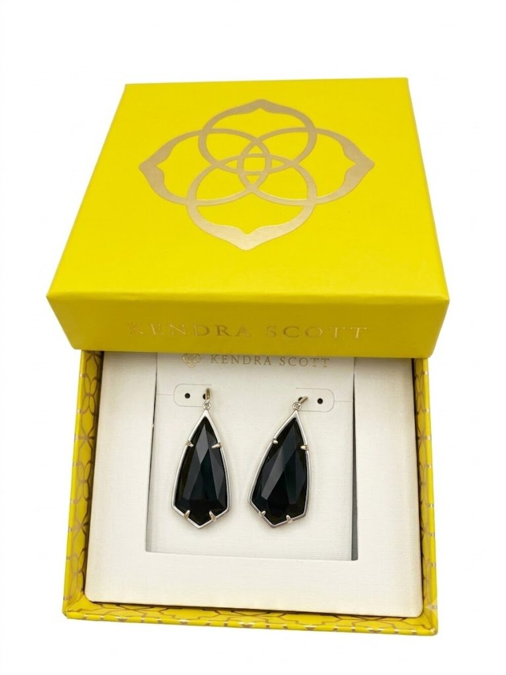 Kendra Scott Carla Earrings in Rhodium/Black - New in Box